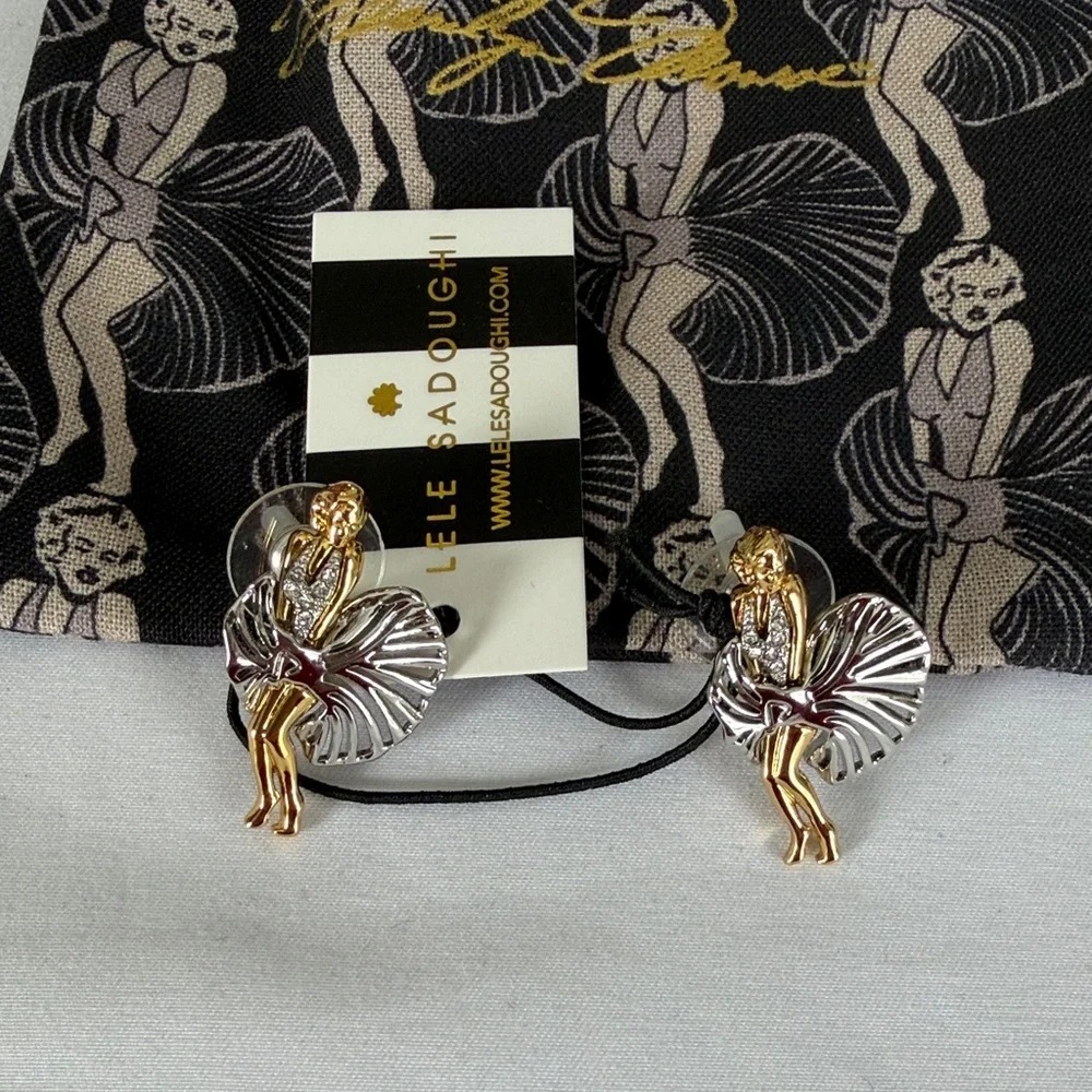 Lele Sadoughi x Marilyn Monroe Stud Earrings Iconic White Dress Scene NWT